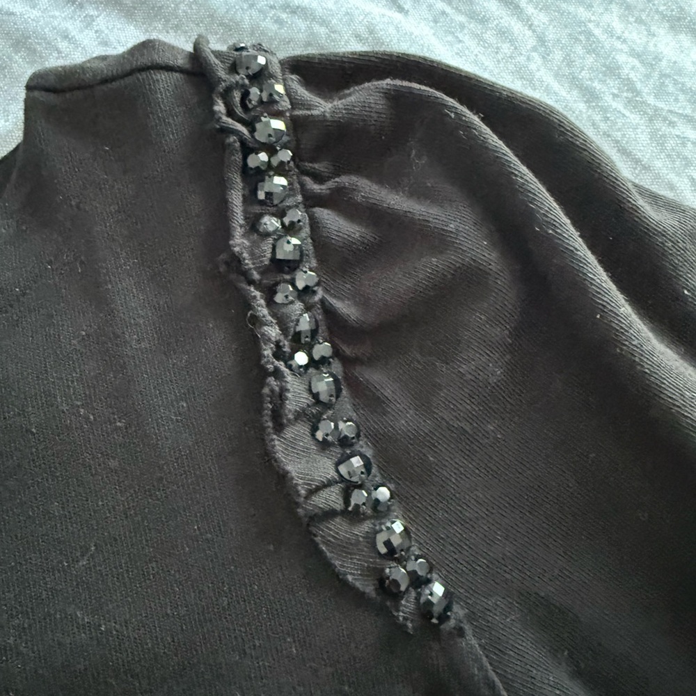 Banana Republic Bead Ruffle Top in black.